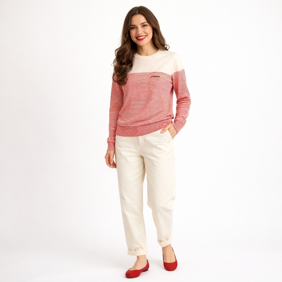 Banana Republic Sweaters - Banana Republic Sweater Women's S Red Striped J'adore Merino Extra Fine Wool